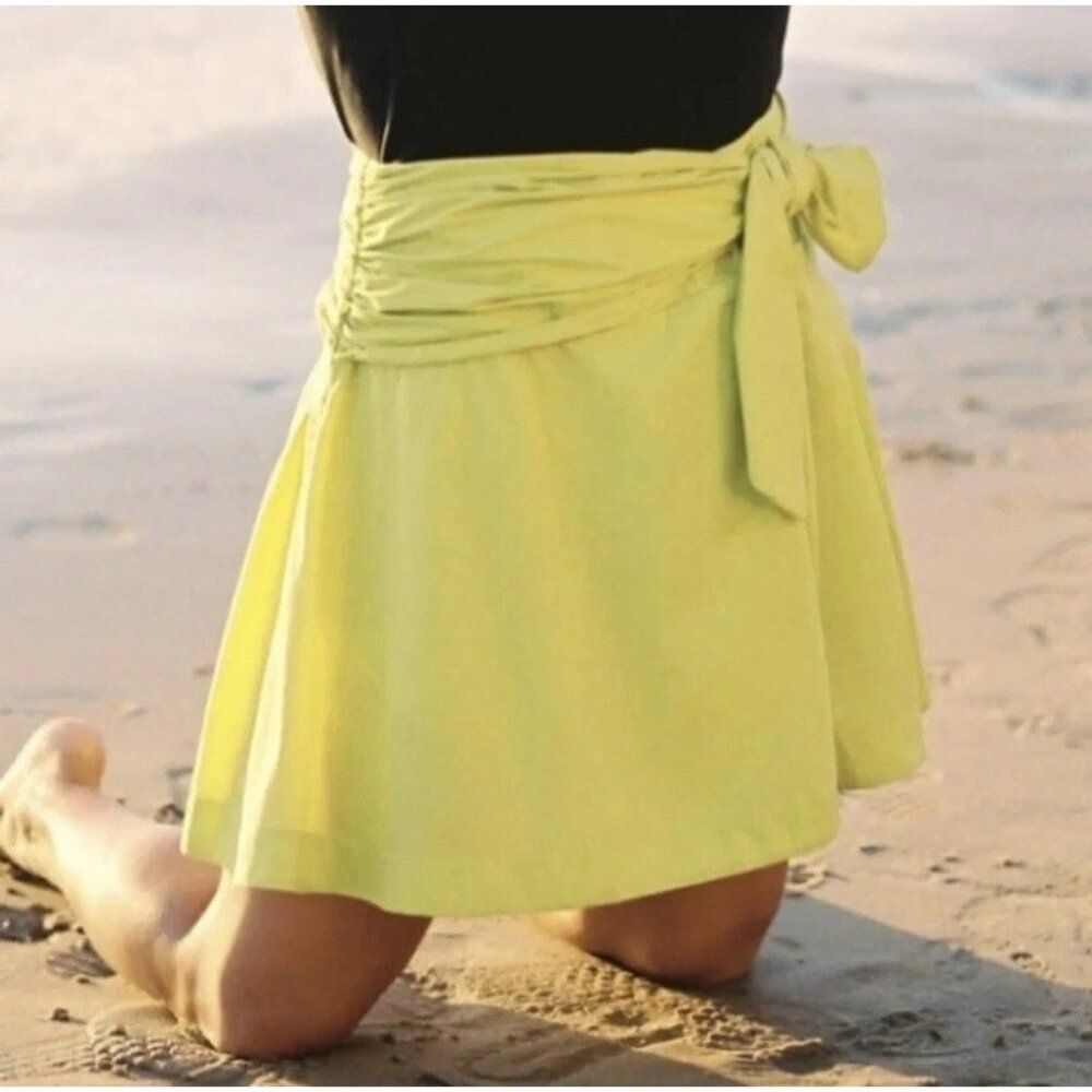 ANTHROPOLOGIE MAEVE Lime Bow Mini Skirt Small Resortwear Vacation